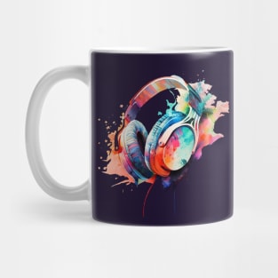 Funky Music Headphones, Watercolour Painting Mug